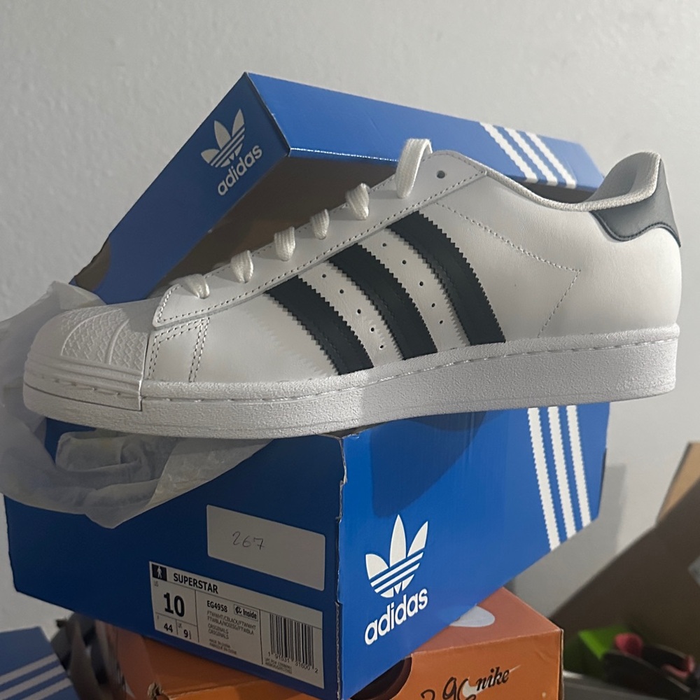 Adidas Superstar White with Black Stripes Men's Sneakers